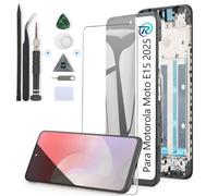RongZy Pantalla para Motorala Moto E15 2025 XT2523 Táctil LCD de Repuesto Ensamblaje Digitalizador Reemplazo para Motorala E15 2025 XT2523 con Herramientas de Reparación(con Marco)