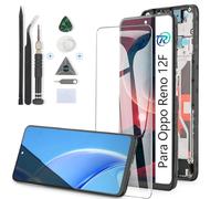 RongZy Pantalla para OPPO Reno12 F 4G CPH2687 / Reno12 F CPH2637 Pantalla Táctil LCD Kit de Pantalla de Repuesto Ensamblaje Digitalizador de Reemplazo con Herramientas(Negro con Marco)