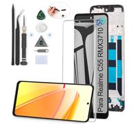 RongZy Pantalla para Realme C55 RMX3710 2023 Pantalla Táctil LCD Kit de Pantalla de Repuesto Ensamblaje Digitalizador de Reemplazo con Herramientas(Negro con Marco)