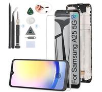 RongZy Pantalla para Samsung Galaxy A25 5G A256B Pantalla Táctil LCD Kit de Pantalla de Repuesto Ensamblaje Digitalizador de Reemplazo con Herramientas (Negro con Marco)