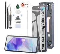RongZy Pantalla para Samsung Galaxy A55 5G A556B Táctil LCD de Repuesto Ensamblaje Digitalizador Reemplazo para Samsung Galaxy A55 5G con Herramientas de Reparación (Azul Oscuro con Marco)