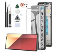 RongZy Pantalla para Xiaomi Redmi Note 13 Pro 4G 23117RA68G Pantalla Táctil LCD Kit de Pantalla de Repuesto Ensamblaje Digitalizador de Reemplazo con Herramientas (Negro con Marco)
