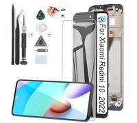 RongZy para Xiaomi Redmi 10 2022 21121119SG Reemplazo de Pantalla Táctil LCD + Compatible con Xiaomi Redmi 10 2022 el Kit de Herramientas de la Pantalla de Montaje del Teléfono(con Marco)