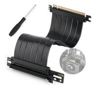 RongZy PCI-E 3.0 16X Riser Cable para Graphics,Tarjeta de Sonido/Grabación/Red/Expansión PCI-E 3.0 16X Cable de Extensión Doble ángulo Recto Cable Length 20cm