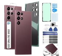 RongZy Tapa de Bateria Carcasa Trasera Compatible con Samsung Galaxy S22 Ultra 5G 2022 con Herramientas (Vino Rojo)