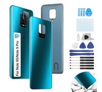 RongZy Tapa de Batería para Xiaomi Redmi Note 9s Bateria Carcasa para Xiaomi Redmi Note 9 Pro Cubierta Posterior Panel Trasero con Herramientas(Aurora Azul con Lente de Cámara)