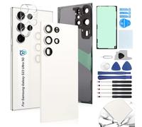 RongZy Tapa Trasera para Samsung Galaxy S23 Ultra 5G 2023 Cubierta Posterior Panel Trasero para Samsung Galaxy S23 Ultra 5G 2023 Tapa de Batería con Herramientas (Blanco)