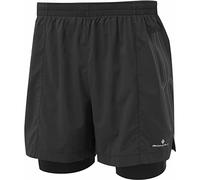 Ronhill Men's Infinity Marathon Twin Pantalón Short con Malla y Multibolsillos, Hombre, All Black, 44
