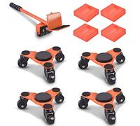 Ronlap Rodillo de Transporte de Muebles, 9 Piezas 4 Rodillos de Muebles y 1 Elevador de Carga y 4 Dispositivos de elevación, Capacidad de Carga 200 kg, Ayuda para Mover Muebles Pesados, Naranja