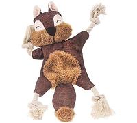 Ronlok de perro sin peluche para cachorros, juguete de masticar crujiente para perros crujientes juguete para perros de peluche ardilla con nudos de cuerda para perros pequeños