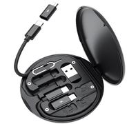Ronlok Kit Adaptador de Carga Rápida Tipo C A USB A 60W Negro Multifuncional para Teléfonos Móviles 14 13 12 Pro OTG Converter Multi Storage Box
