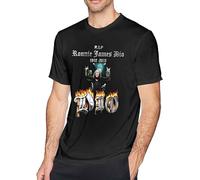 Ronnie James Dio Mans - Camiseta transpirable para hombre, cuello redondo, blusa de moda, color negro, Negro, XXL