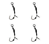 Ronnie Rig - Juego de 4 aparejos de pesca de carpa, ojo giratorio de acero al carbono y tornillo ovalado para plataforma de alimentación inferior, accesorios de aparejos de terminal negro (A)