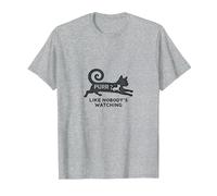 Ronronea como si Nadie estuviera Mirando - Amante de los Gatos caprichoso Camiseta, Hombre, Gris Jaspeado, L