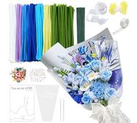 Ronronner 622 unidades limpiador de pipas para manualidades, limpiador de pipas de flores, juego de 7 colores, limpiador de pipas multicolor, juego de limpiador de pipas con alambre de flores, cintas