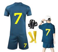 Ronronner Camiseta de fútbol, set de fútbol para niños, nº 7 camiseta de fútbol para niños, camisetas de entrenamiento de fútbol para niños con calcetines y espinilleras, verde, 150-160