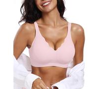 Ronronner Sujetador sin Aros Mujer,Costuras Cómodo con Soporte Push Up Cuello en V Suave Sostenes,Básico Sujetador Bandolera Ajustable