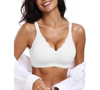 Ronronner Sujetador sin Aros Mujer,Costuras Cómodo con Soporte Push Up Cuello en V Suave Sostenes,Básico Sujetador Bandolera Ajustable