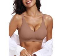Ronronner Sujetador sin Aros Mujer,Costuras Cómodo con Soporte Push Up Cuello en V Suave Sostenes,Básico Sujetador Bandolera Ajustable