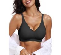 Ronronner Sujetador sin Aros Mujer,Costuras Cómodo con Soporte Push Up Cuello en V Suave Sostenes,Básico Sujetador Bandolera Ajustable