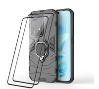 RonRun Funda para Honor 200 Lite 5G + 2 Protectores de Pantalla, Carcasa de PC + TPU Resistente a Golpes, CaíDas y ArañAzos con Anillo Giratorio para Soporte MagnéTico de Coche, Negro