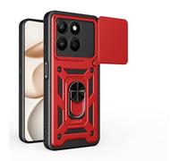 RonRun Funda para Honor 400 Smart, Protección Anti-Golpes Anti-Rayas TPU+PC, Protector de Cámara con Ventana Deslizante, Soporte Rotativo 360° Magnético para Coche，Rojo