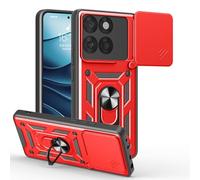 RonRun Funda para Motorola Edge 60 Fusion, Protección Anti-Golpes Anti-Rayas TPU+PC, Protector de Cámara con Ventana Deslizante, Soporte Rotativo 360° Magnético para Coche，Rojo
