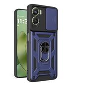 RonRun Funda para Motorola Moto G06 4G, Protección Anti-Golpes Anti-Rayas TPU+PC, Protector de Cámara con Ventana Deslizante, Soporte Rotativo 360° Magnético para Coche，Azul