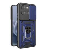 RonRun Funda para Motorola Moto G86 5G, Protección Anti-Golpes Anti-Rayas TPU+PC, Protector de Cámara con Ventana Deslizante, Soporte Rotativo 360° Magnético para Coche，Azul
