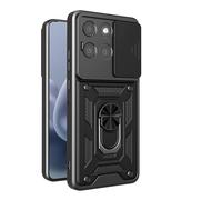 RonRun Funda para Motorola Moto G86 5G, Protección Anti-Golpes Anti-Rayas TPU+PC, Protector de Cámara con Ventana Deslizante, Soporte Rotativo 360° Magnético para Coche，Negro
