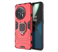 RonRun Funda para OnePlus 11 5G, Carcasa de PC + TPU Antigolpes Anticaídas Antiarañazos con Anillo Giratorio para Soporte Magnético de Coche, Case Compatible con OnePlus 11 5G Rojo
