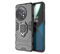 RonRun Funda para OnePlus 11 5G, Carcasa de PC + TPU Antigolpes Anticaídas Antiarañazos con Anillo Giratorio para Soporte Magnético de Coche, Case Compatible con OnePlus 11 5G Negro