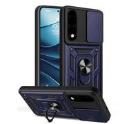RonRun Funda para OnePlus Nord 5 5G, Protección Anti-Golpes Anti-Rayas TPU+PC, Protector de Cámara con Ventana Deslizante, Soporte Rotativo 360° Magnético para Coche，Azul