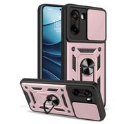 RonRun Funda para OnePlus Nord CE5 5G, Protección Anti-Golpes Anti-Rayas TPU+PC, Protector de Cámara con Ventana Deslizante, Soporte Rotativo 360° Magnético para Coche，Oro Rosa