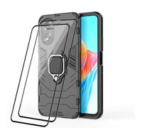 RonRun Funda para OPPO A38/ OPPO A18 + 2 Protectores de Pantalla, Carcasa de PC + TPU Resistente a Golpes, CaíDas y ArañAzos con Anillo Giratorio para Soporte MagnéTico de Coche, Negro