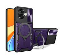 RonRun Funda para OPPO A79 5G Armor Carcasa con Cubierta de Cámara Deslizante y Soporte de Anillo Metálico Antigolpes Case para OPPO A79 5G, Púrpura