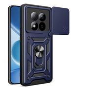 RonRun Funda para Redmi Note 15 Pro 4G, Protección Anti-Golpes Anti-Rayas TPU+PC, Protector de Cámara con Ventana Deslizante, Soporte Rotativo 360° Magnético para Coche，Azul