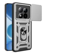 RonRun Funda para Redmi Note 15 Pro 5G, Protección Anti-Golpes Anti-Rayas TPU+PC, Protector de Cámara con Ventana Deslizante, Soporte Rotativo 360° Magnético para Coche，Plata