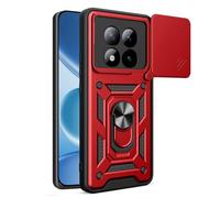 RonRun Funda para Redmi Note 15 Pro Plus 5G, Protección Anti-Golpes Anti-Rayas TPU+PC, Protector de Cámara con Ventana Deslizante, Soporte Rotativo 360° Magnético para Coche，Rojo