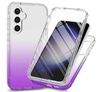 RonRun Funda para Samsung Galaxy A55 5G con Protector de Pantalla Incorporado, Grado Militar de 360 ° Anti Choque Anti-amarilleo Transparente Case Cover - Violeta