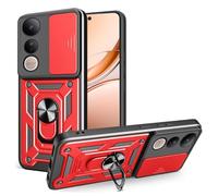 RonRun Funda para Vivo V50 Lite 5G / 4G, Protección Anti-Golpes Anti-Rayas TPU+PC, Protector de Cámara con Ventana Deslizante, Soporte Rotativo 360° Magnético para Coche，Rojo