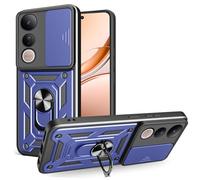 RonRun Funda para Vivo V50 Lite 5G / 4G, Protección Anti-Golpes Anti-Rayas TPU+PC, Protector de Cámara con Ventana Deslizante, Soporte Rotativo 360° Magnético para Coche，Azul