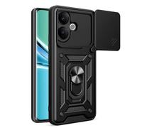 RonRun Funda para Vivo V60 Lite, Protección Anti-Golpes Anti-Rayas TPU+PC, Protector de Cámara con Ventana Deslizante, Soporte Rotativo 360° Magnético para Coche，Negro