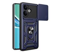 RonRun Funda para Vivo V60 Lite, Protección Anti-Golpes Anti-Rayas TPU+PC, Protector de Cámara con Ventana Deslizante, Soporte Rotativo 360° Magnético para Coche，Azul