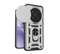 RonRun Funda para Vivo X300 Pro 5G, Protección Anti-Golpes Anti-Rayas TPU+PC, Protector de Cámara con Ventana Deslizante, Soporte Rotativo 360° Magnético para Coche，Plata