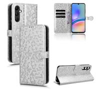 RonRun para Samsung Galaxy A05s Funda, Flip Wallet Protectora PU Cuero Carcasa con Ranura Tarjeta Suporte Case para Samsung Galaxy A05s(Plateado)