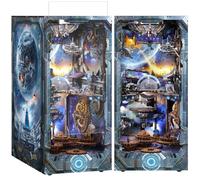 RONSTONE Book Nook Kit - Casas de muñecas Booknook con funda protectora para el polvo, decoración de estantería con luz LED, nave espacial del fin del mundo, rompecabezas 3D, regalo para adultos
