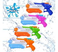 RONSTONE Pistola de Agua para Niños, Pack de 4 - Pistolas de Agua con Capacidad de 300 ml y Alcance de 25-30 Pies - Juguete de Agua para Batallas en Piscina en Verano