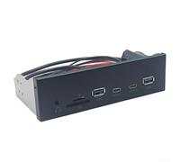 Ront Panel USB 3.2 Gen1 Adaptador con puerto de audio y lector de tarjetas, cabezal interno de PC a interfaz externa de 5 Gbps, plástico ABS resistente, solución de montaje de 0.25 pulgadas para