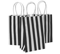 Ronvir 25Pcs Bolsas para Regalo, Pequeñas Bolsas Papel, Bolsas de Regalo en blanco y negro con Manijas, Bolsas de papel, Bolsa papel kraft, Bolsas de Compras, Bolsas de Fiesta 14x8x21 cm